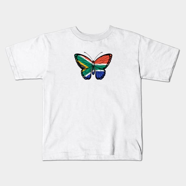 South African Flag Butterfly Kids T-Shirt by jeffbartels